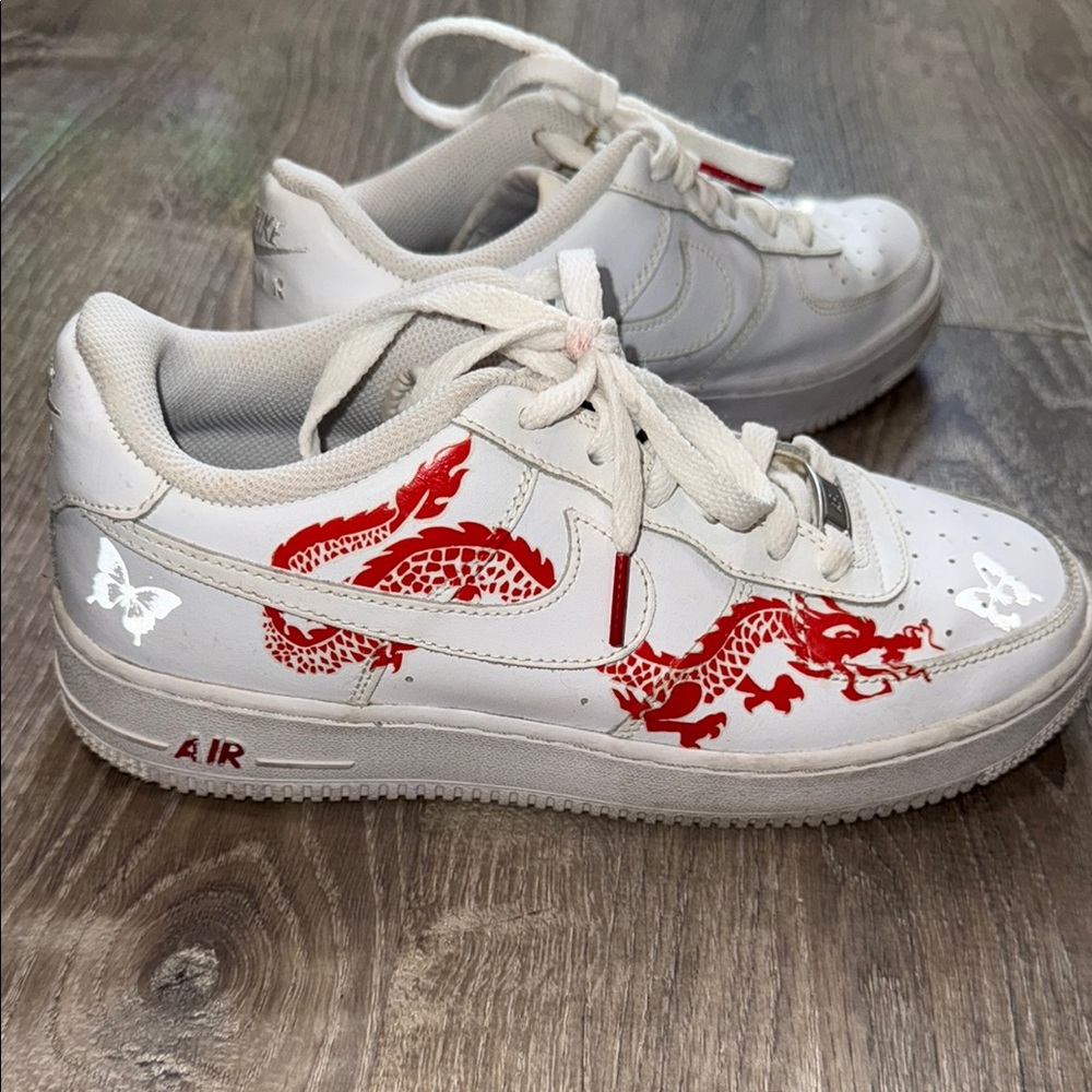 White and Red Dragon Sneakers